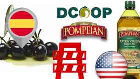 La cooperativa Dcoop y su marca de aceita Pompeian, que vende en EEUU / FOTOMONTAJE DE CG