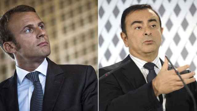 Emmanuel Macron, ministro de Finanzas francés (izquierda), y Carlos Ghosn, presiente de Nissan y la alianza Nissan-Renault