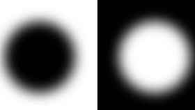 Los círculos difuminados blanco y negro son iguales pero el blanco parece más grande.