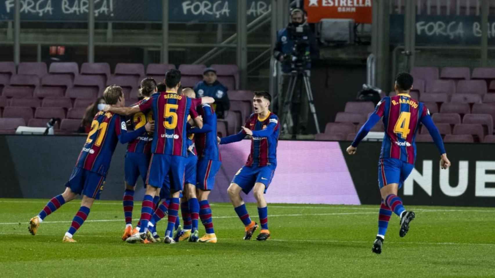 Los jugadores del Barça celebrando un gol contra la Real Sociedad / FC Barcelona