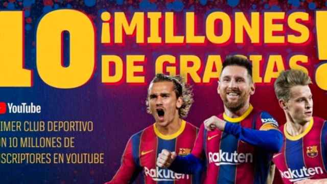 Imagen del Barça destacando los suscriptores en Youtube / FC Barcelona