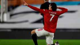 Cavani celebrando un gol / Manchester United