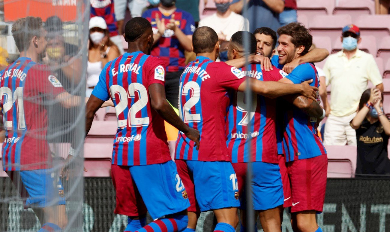 Los jugadores del Barça celebran un gol ante el Getafe / EFE