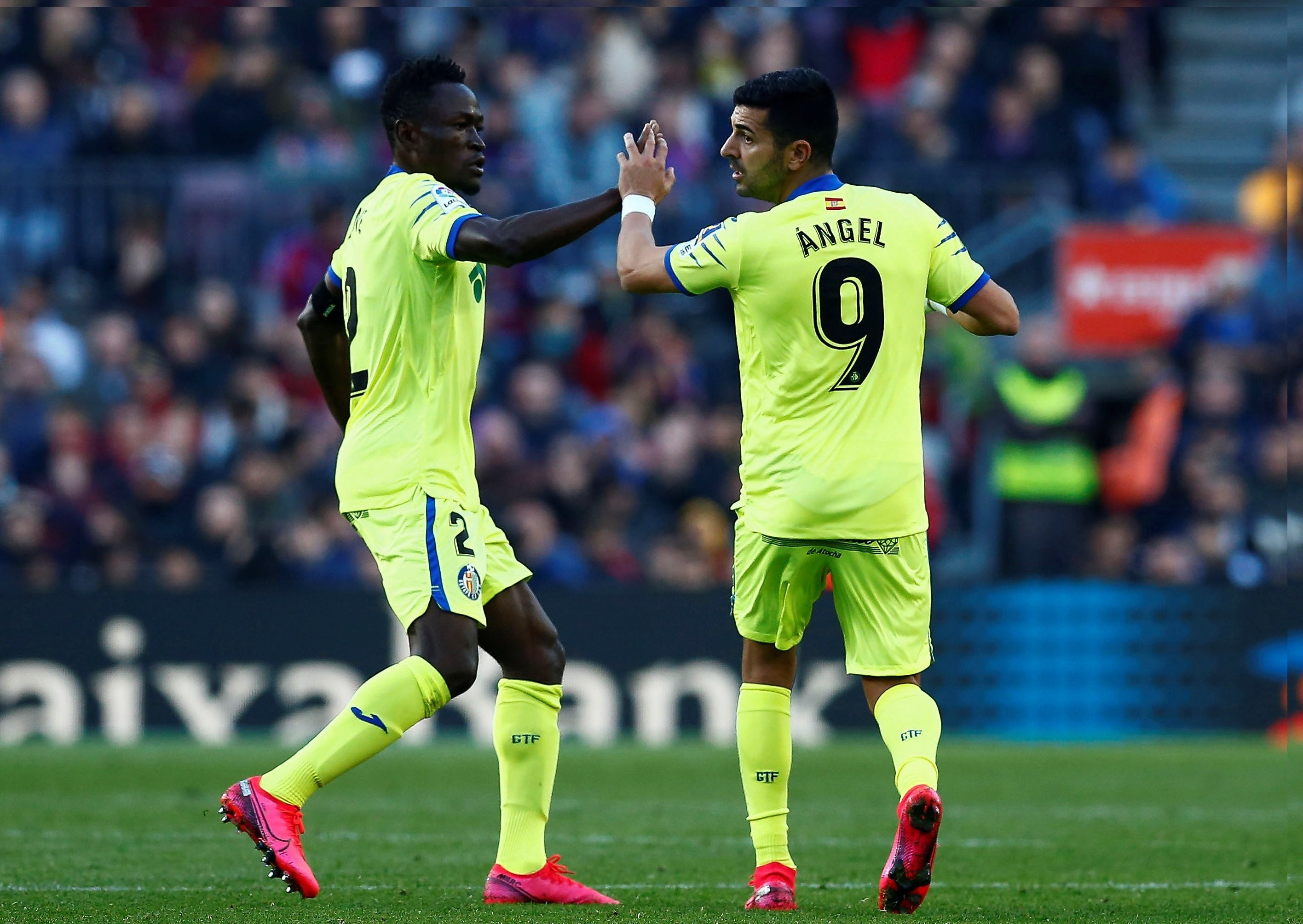 Ángel, después de anotar su gol contra el Barça | EFE