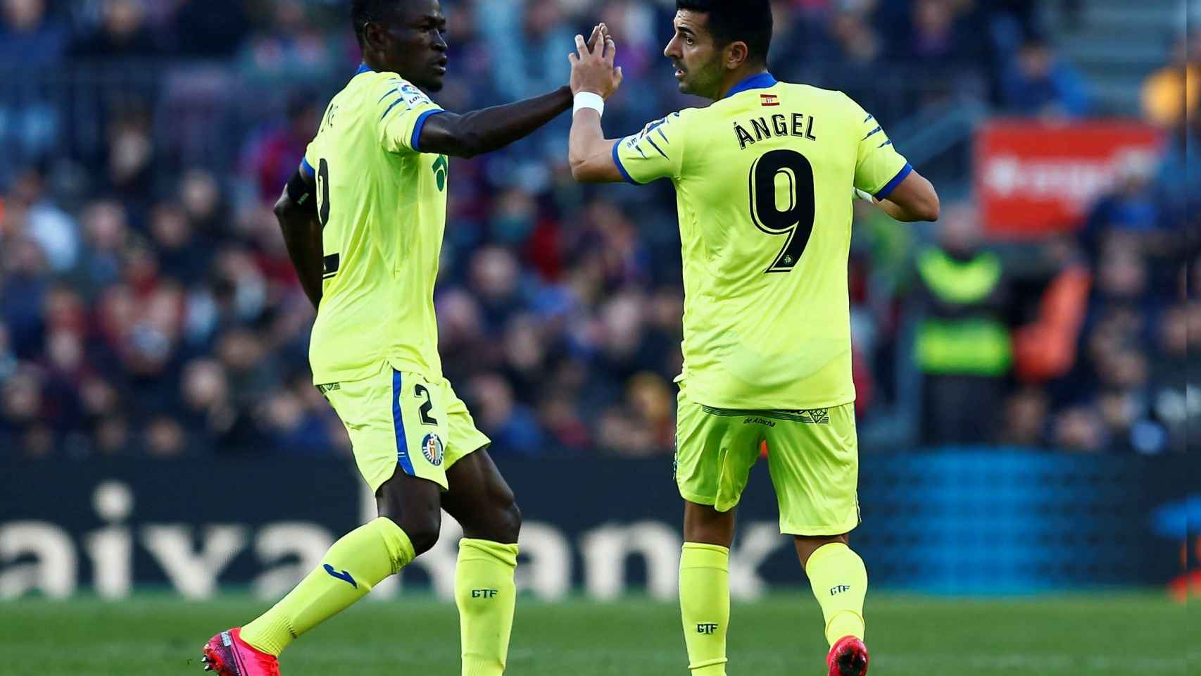 Ángel, después de anotar su gol contra el Barça | EFE