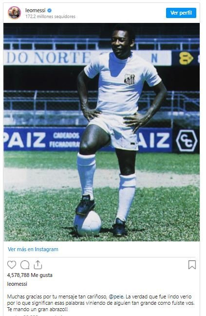 El mensaje de Messi para Pelé en Instagram tras igualar su récord / REDES