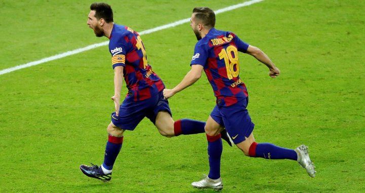 Messi celebra con rabia su gol ante el Atlético | EFE