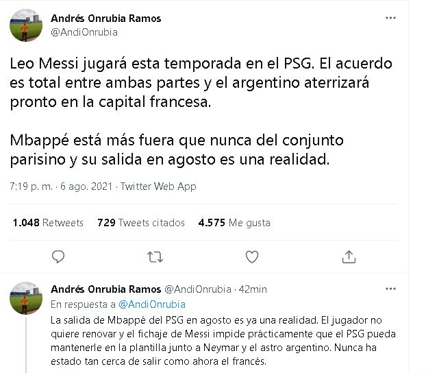 La información de Andrés Onrubia sobre Messi / Redes