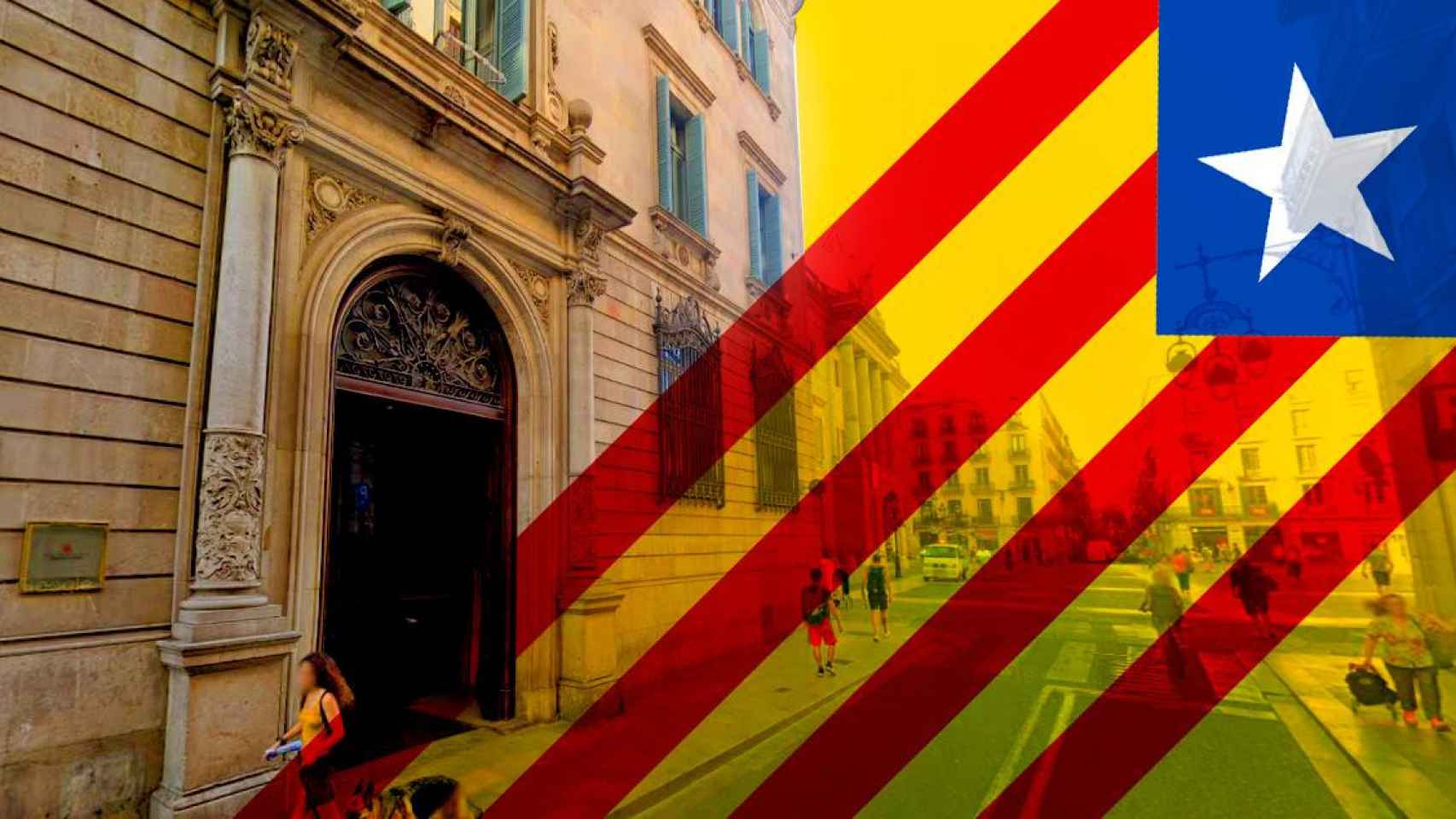 Lo servicios jurídicos de la Generalitat y una bandera 'estelada' independentista / CG