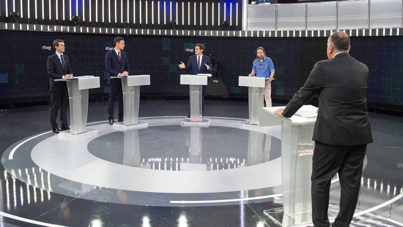 Los cuatro aspirantes a la presidencia del Gobierno, durante el debate / EFE