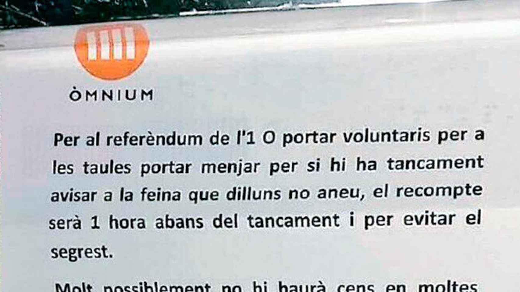 La polémica notificación de Òmnium para el referéndum