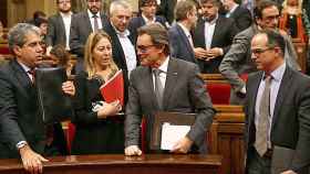 Francesc Homs, Neus Munté, Artur Mas y Jordi Turull, en el Parlament