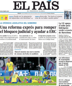 Portada de El País, 10 de diciembre de 2022