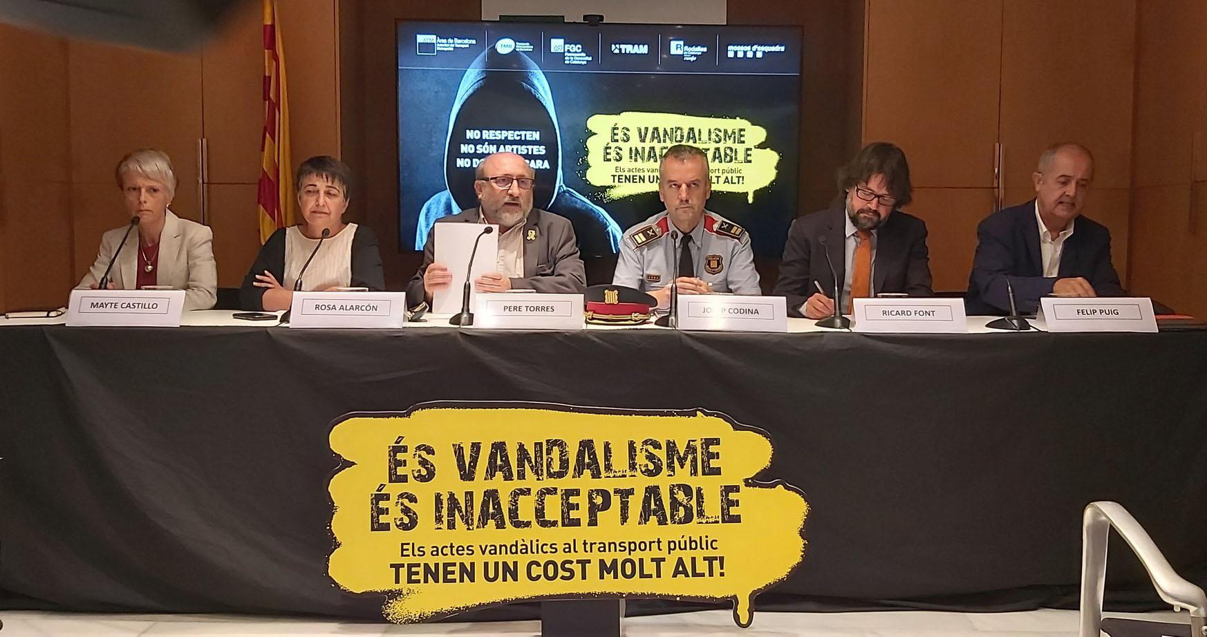Rueda de prensa de la presentación de la campaña contra el vandalismo ferroviario en el área de Barcelona / ATM