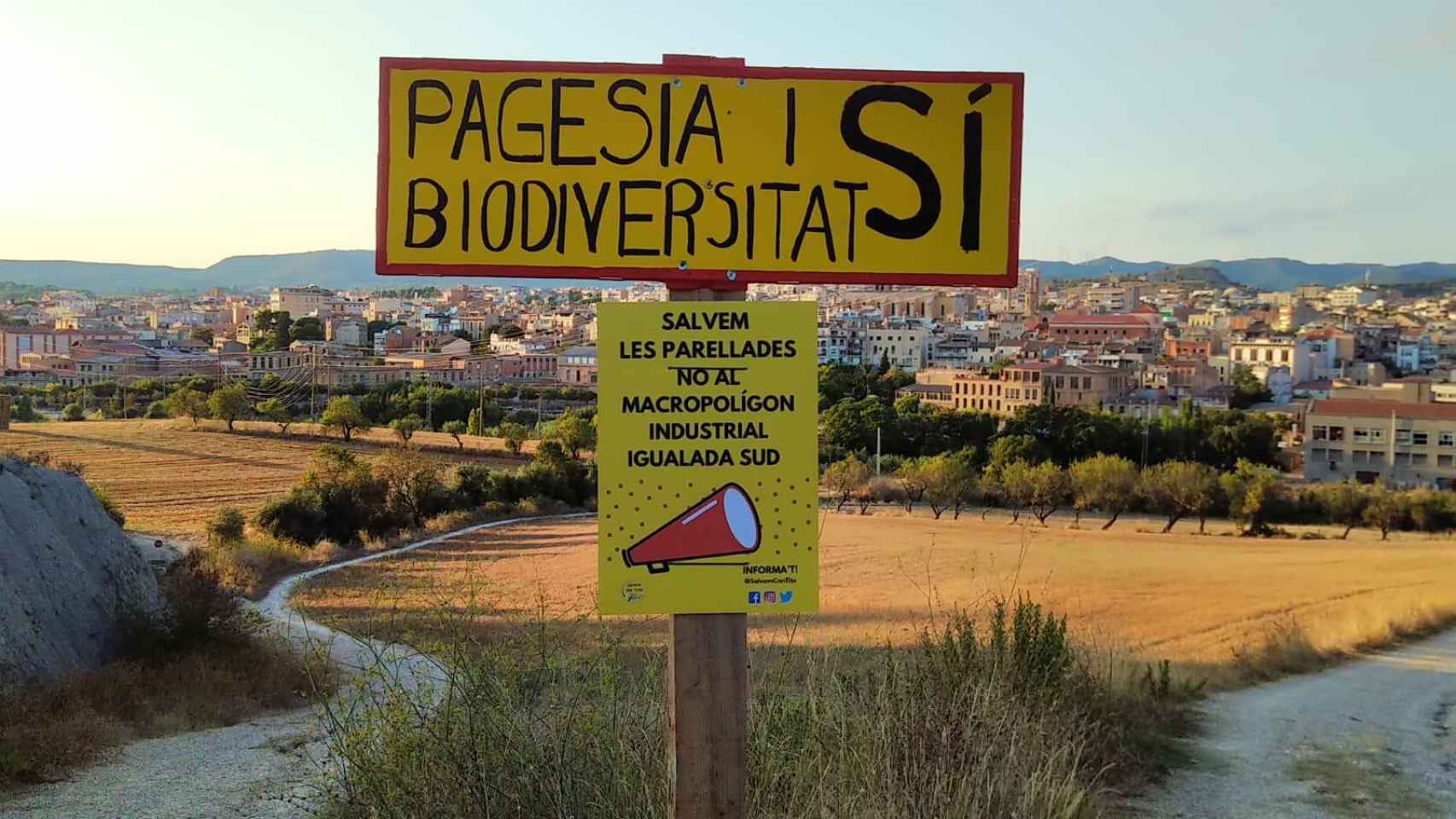 Un cartel contra la construcción del macropolígono de la Conca d'Òdena / TWITTER