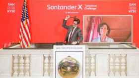 Ana Botín, telemáticamente, en un acto simbólico en la Bolsa de Nueva York (NYSE) / BANCO SANTANDER