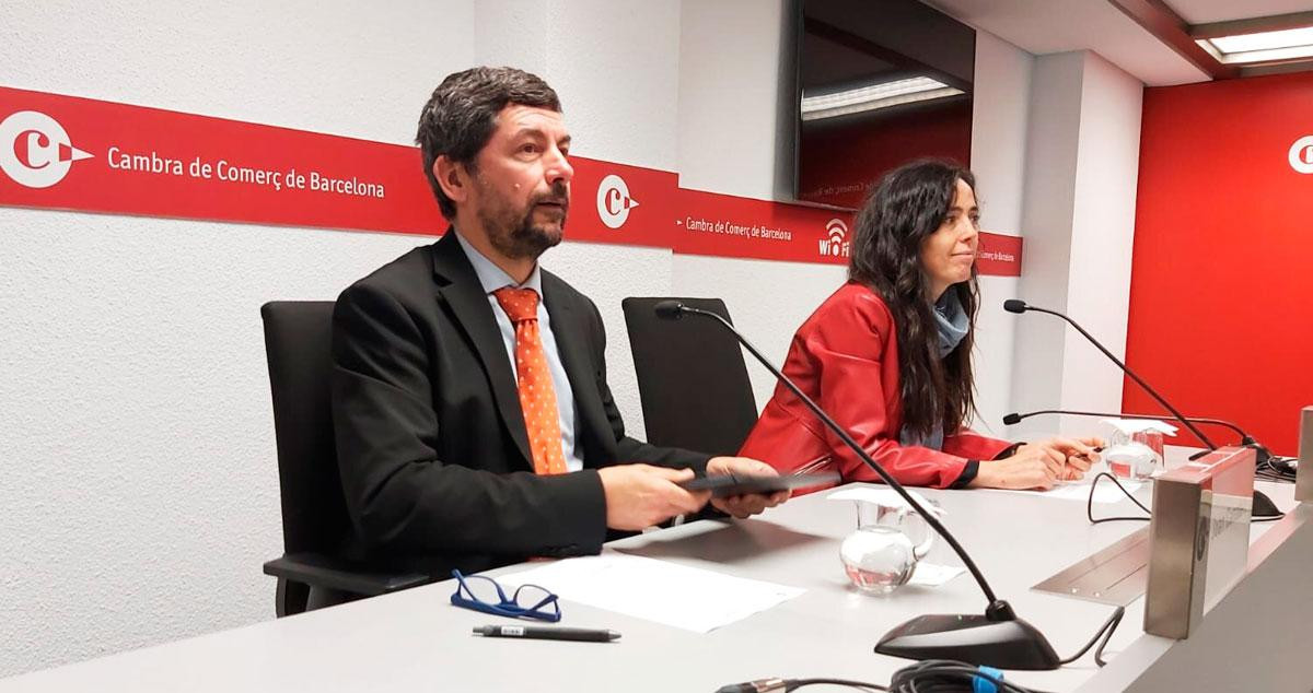 Joan Canadell, presidente de la Cámara de Comercio de Barcelona, con Mònica Roca, portavoz del ente empresarial / CG