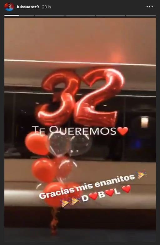 Una foto de la celebración familiar de Luis Suárez por su cumpleaños / INSTAGRAM