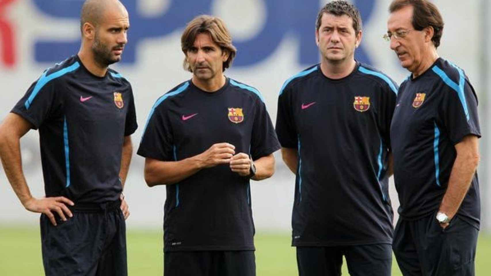 Paco Seirul·lo junto al staff técnico del Barça de Guardiola / FCB