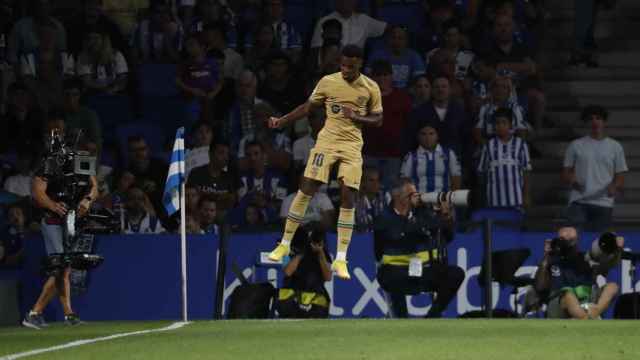 Ansu Fati, eufórico, tras marcar el cuarto gol del Barça ante la Real / EFE