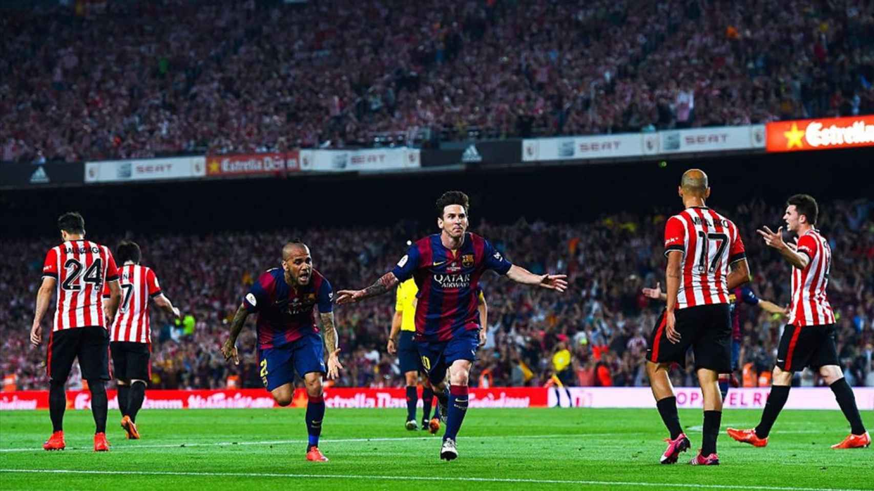 Messi celebrando un gol en una final de Copa contra el Athletic / EFE