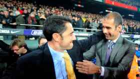 Imagen de archivo de Pep Guardiola y Ernesto Valverde en un partido
