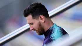 Una foto de Leo Messi en un entrenamiento del Barça / FCB