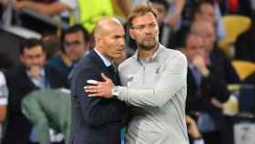 Zidane y Klopp durante un Liverpool-Real Madrid / EFE