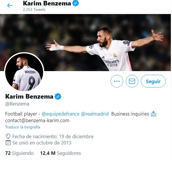 El gesto de Benzema en sus redes sociales /Twitter