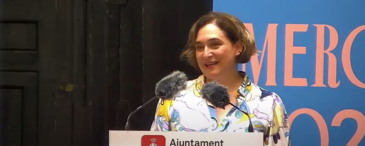 La alcaldesa de Barcelona, Ada Colau, en la presentación de las fiestas de La Mercè