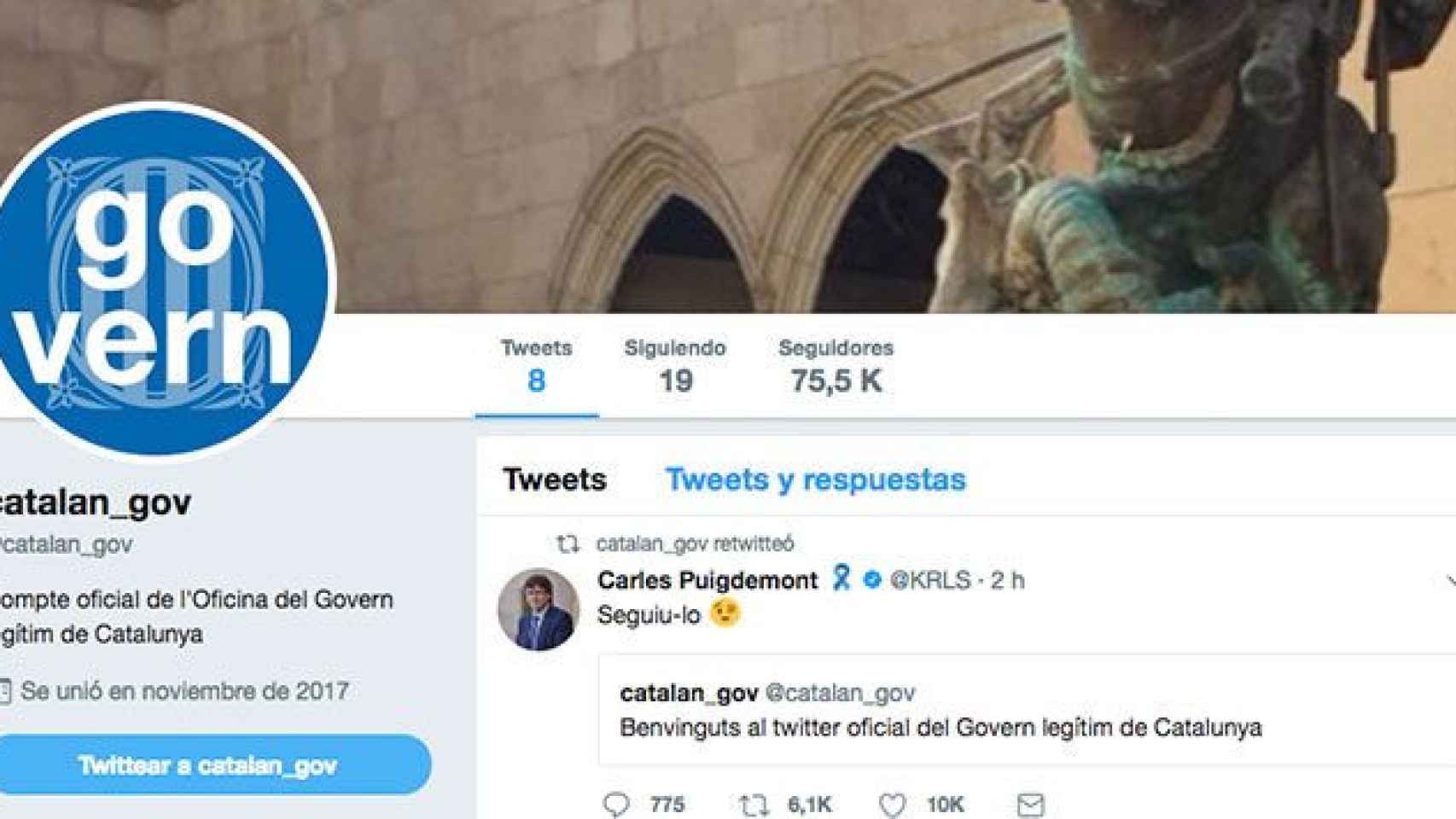 El nuevo perfil de Twitter del Govern cesado / CG