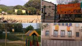 Imágenes de cuatro colegios de Cataluña con 'esteladas' y pancartas políticas en sus recintos