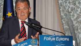 Romano Prodi, expresidente de la Comisión Europea y exprimer ministro de Italia, durante su conferencia de este jueves en Madrid.