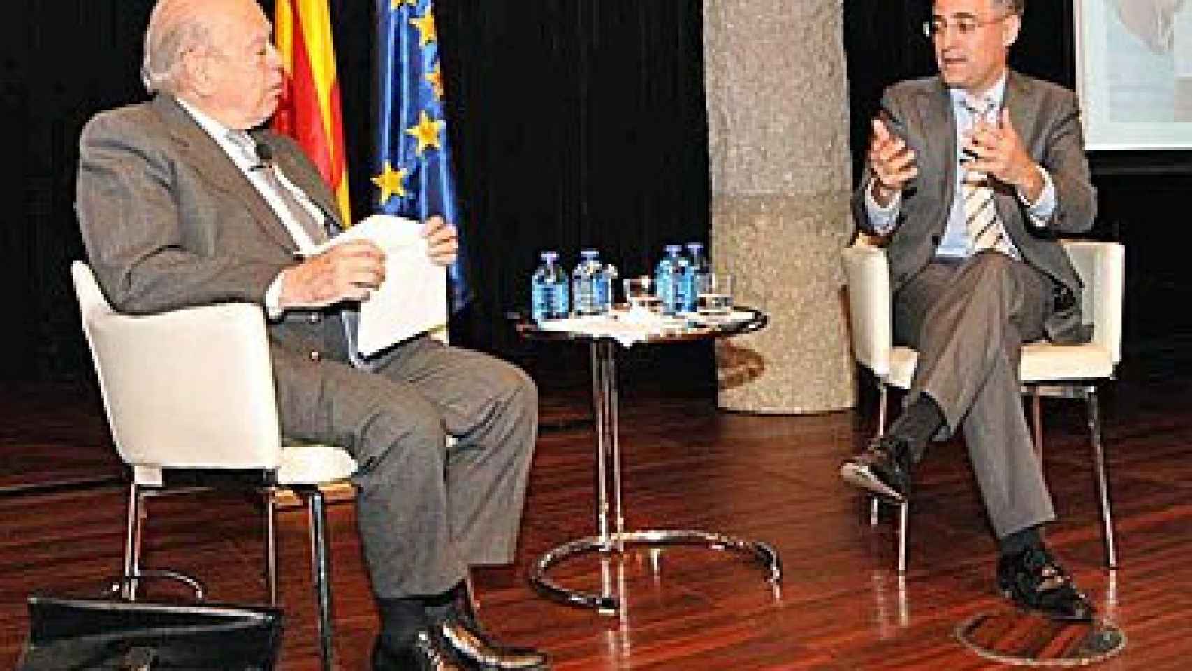 El ex presidente de la Generalidad Jordi Pujol y el candidato de CiU a las elecciones europeas, Ramon Tremosa