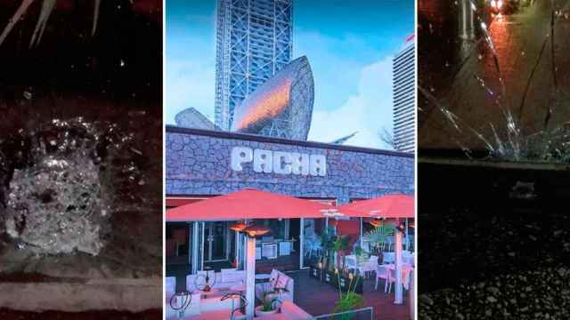 Imagen de la discoteca Pachá Barcelona y dos imágenes del tiroteo / CG