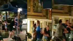 Varios 'frames' de la pelea a golpes y el lanzamiento de sillas en un bar del Raval / ENDAVANT