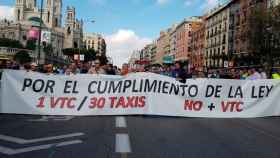 Los taxistas de Madrid protestan contra la competencia desleal de las VTC en una imagen de archivo / CG