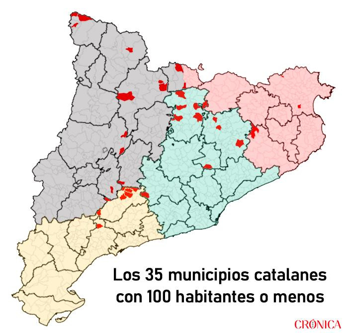 Municipios de Cataluña con 100 habitantes o menos en 2020 / CG - GERARD MATEO