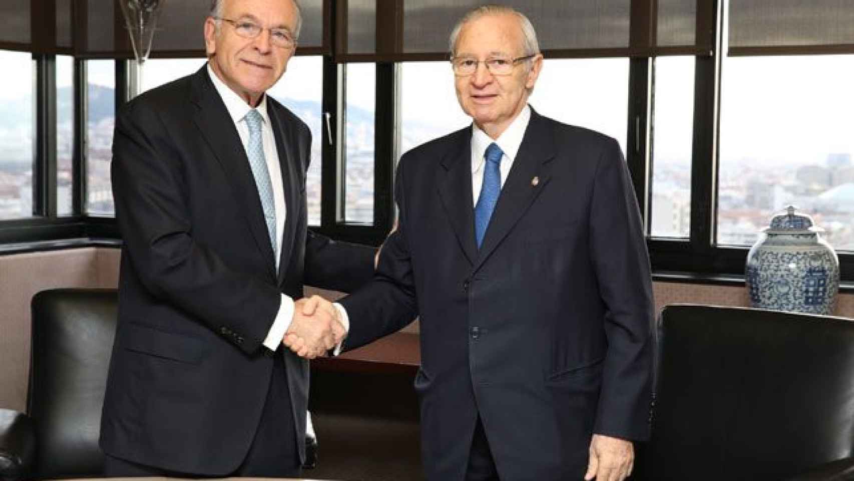 Isidro Fainé, presidente de CaixaBank y de la Fundación Bancaria la Caixa, y Miquel Valls, presidente de la Cambra de Comerç de Barcelona