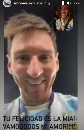 La llamada entre Antonella Rocuzzo y Leo Messi tras ganar éste la Copa América / Instagram