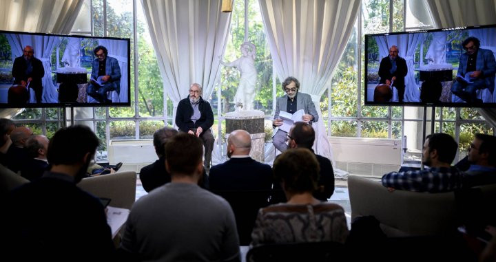 Tatxo Benet y Jaume Roures en la presentación The Mediapro Studio / EFE