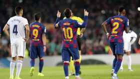 Leo Messi celebrando uno de los goles contra el Valladolid / FC Barcelona
