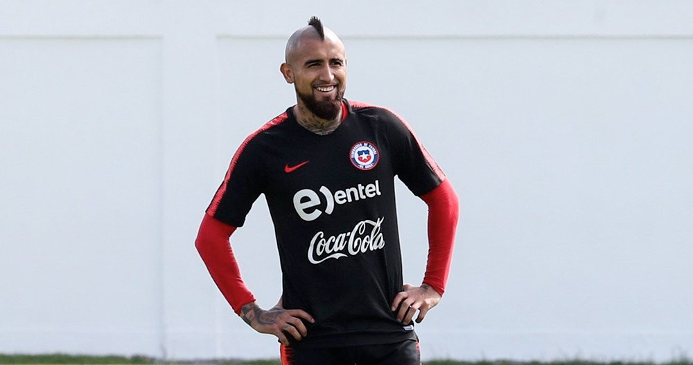 El futbolista Arturo Vidal durante el entrenamiento de la selección de Chile / EFE