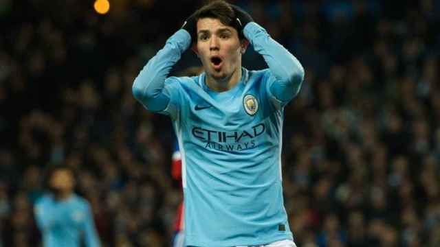 Brahim Díaz durante un partido con el Manchester City / EFE