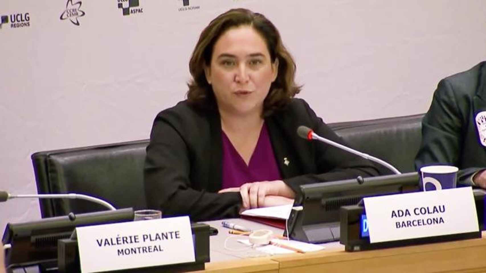 Ada Colau, en su discurso en la sede de Naciones Unidas hoy / CG