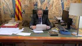 El presidente de la Generalitat, Quim Torra, en videoconferencia desde la Casa dels Canonges. - GENERALITAT DE CATALUNYA