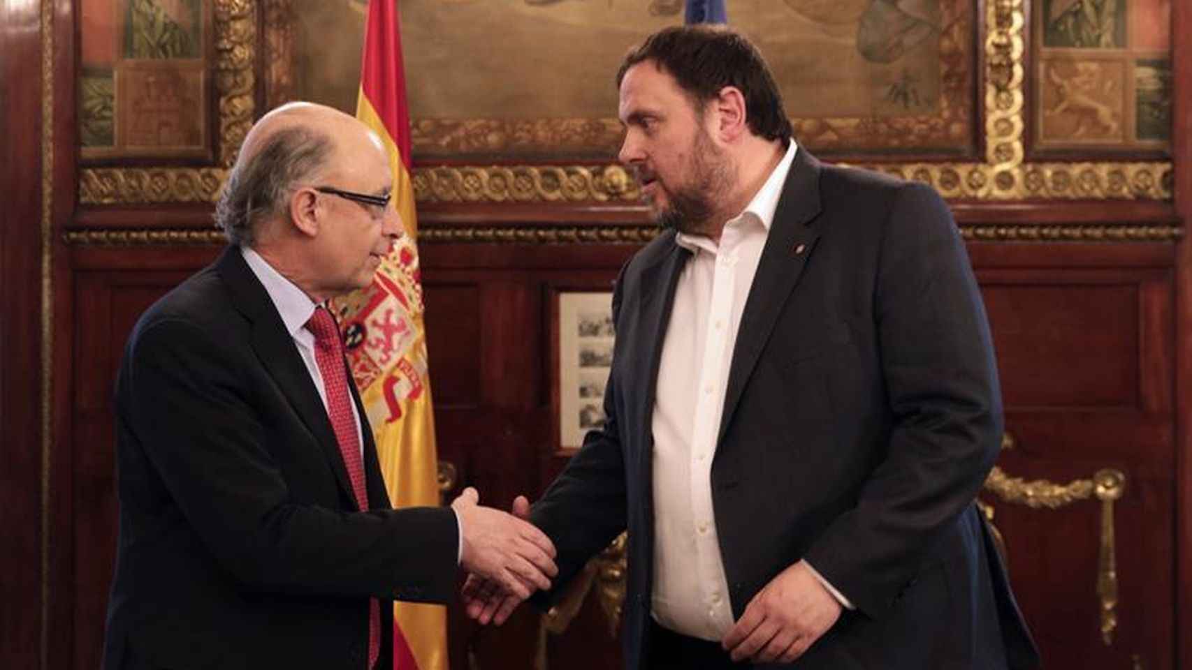 El vicepresidente económico de la Generalitat, Oriol Junqueras, con el ministro de Hacienda, Cristóbal Montoro / CG