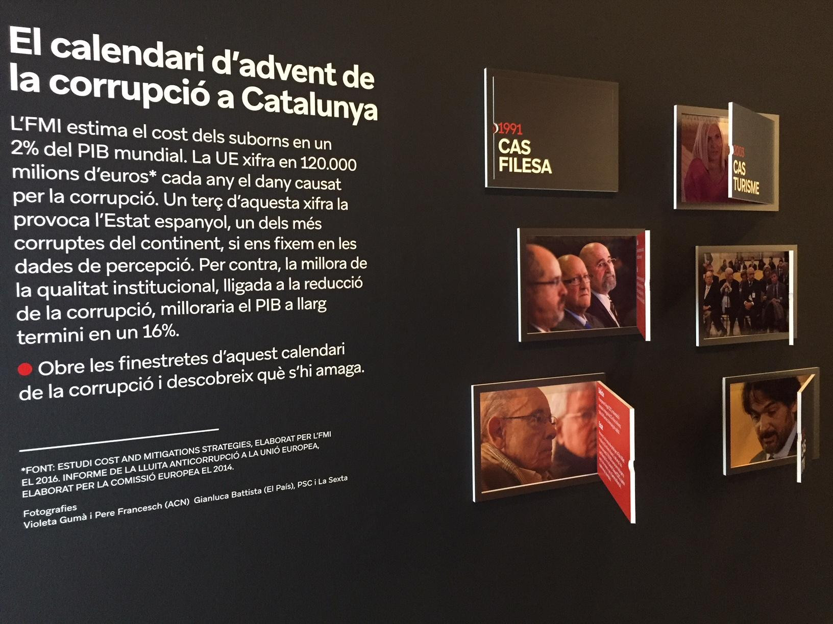 Imagen en la exposición sobre corrupción con los distintos casos en Cataluña / CG