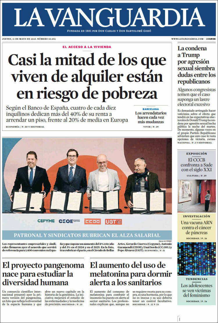 Portada de 'La Vanguardia' de 11 de mayo / KIOSKO.NET