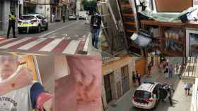 Policías desalojan okupas (i), un bar tras un robo (d), una víctima de un atraco, y detención de Mossos en Mataró / FOTOMONTAJE DE CG